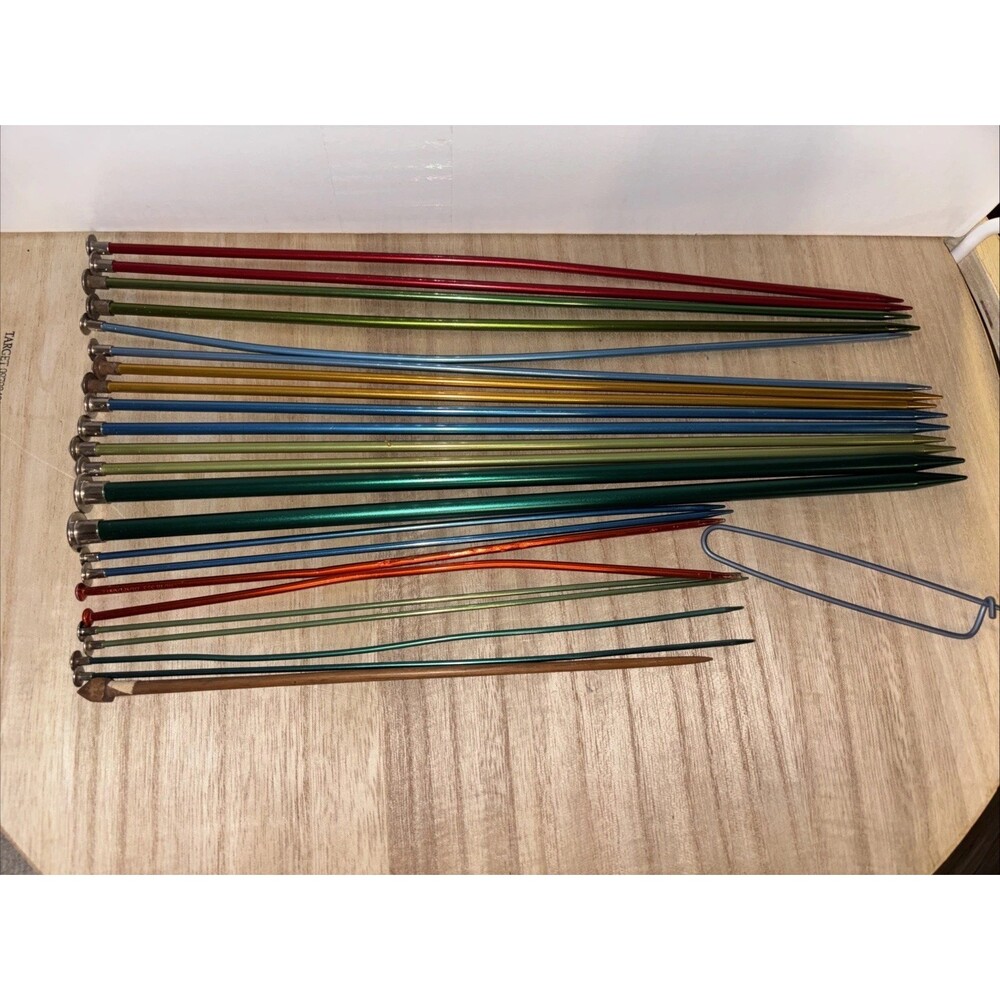 Huge Lot Vintage Aluminum Knitting Needles And Stitch Holder